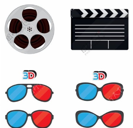 3D眼镜电影元素