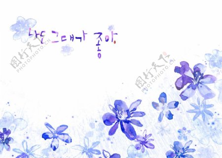 蓝色花朵抽象背景素材