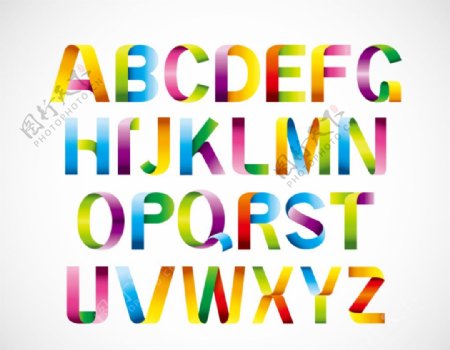 拼色字母设计矢量素材