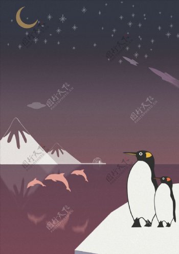 南极企鹅插画