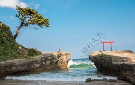 日本海滩景观