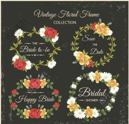 复古花卉婚礼标题