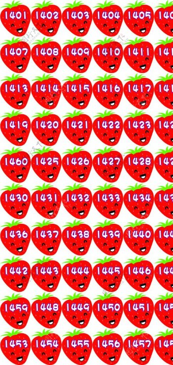 草莓造型运动会号码贴纸