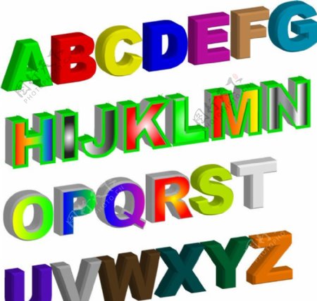 彩色立体字母
