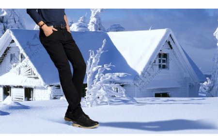 男装冬季裤子海报