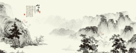 中国风山水素材水墨图墙纸