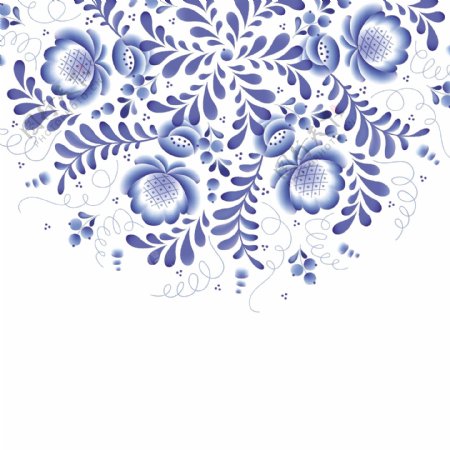 盛开的半朵青花瓷中国风典雅花型设计