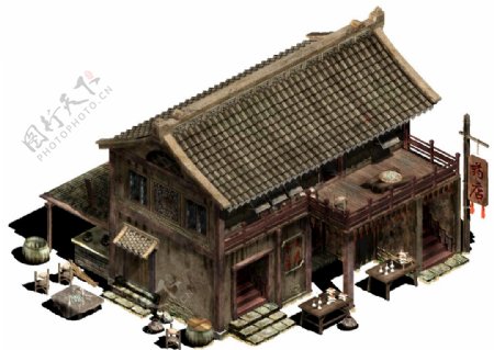 古代饭店模型元素