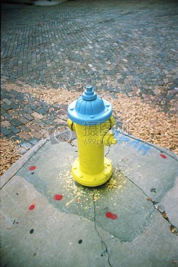 蓝色黄色电影垃圾35毫米消防hydrent