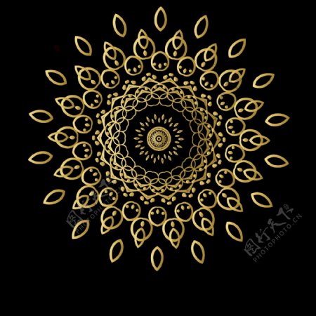 抽象金色圆形花边免抠png透明图层素材