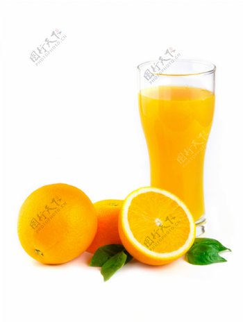 橙子与橙汁摄影图片