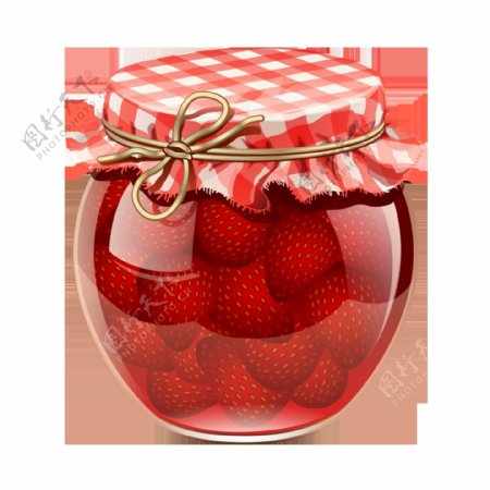 透明玻璃瓶草莓元素