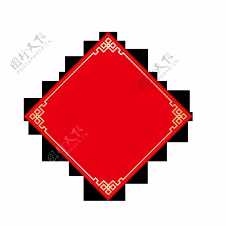 中国风红色菱形边框元素