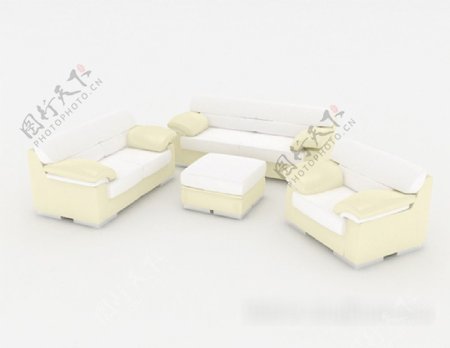 现代简约浅色组合沙发3d模型下载