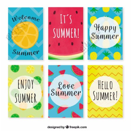 五颜六色的夏日元素卡片