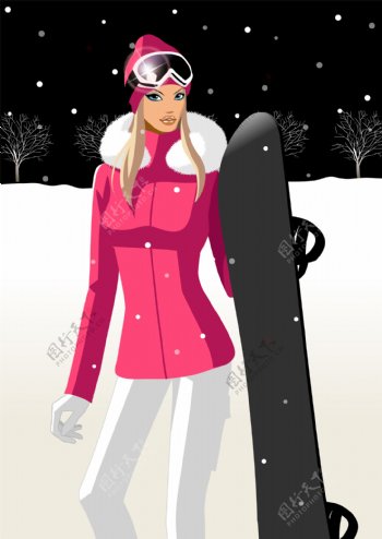 准备去滑雪的女性图片