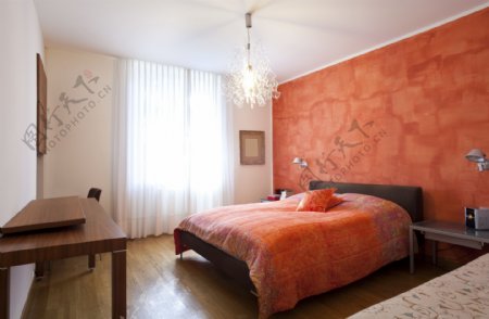橙色卧室效果图图片