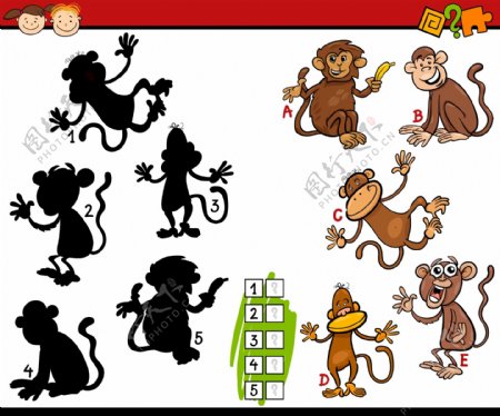 卡通猴子插画