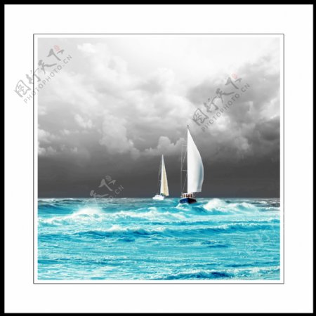 海面帆船装饰画