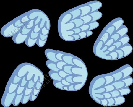 卡通风格蓝色翅膀免抠png透明图层素材