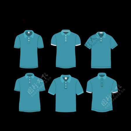 蓝色T恤衫模板免抠png透明图层素材