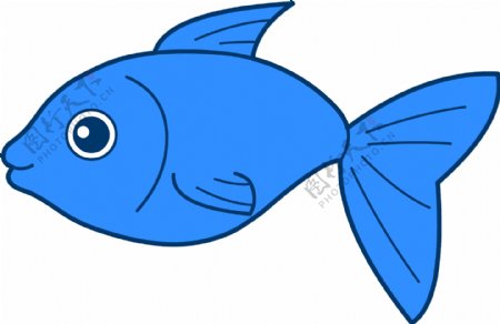 手绘蓝色卡通鱼免抠png透明图层素材