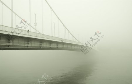 大雾笼罩的桥梁图片