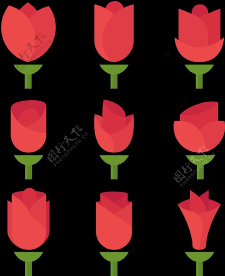 简约时尚红玫瑰插图免抠png透明图层素材