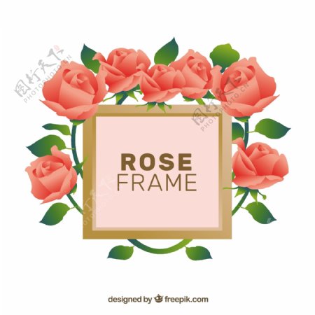 玫瑰花边框架装饰图案