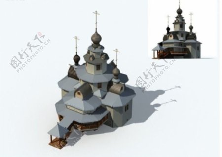 MAX塔型欧式建筑3D模型