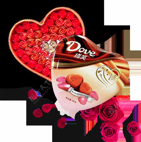 德芙巧克力红色花朵情人节元素