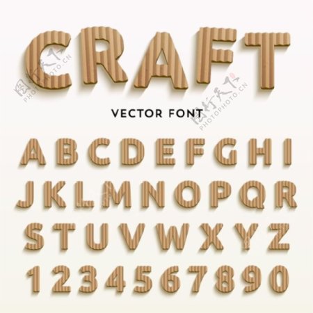 硬纸板字母艺术字体矢量素材