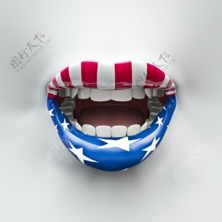 美国国旗图案嘴唇模型