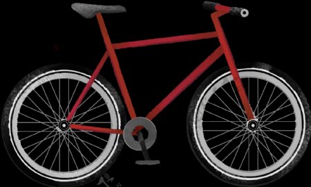 红色简约自行车插画免抠png透明图层素材
