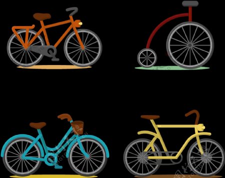 各种单车自行车插画免抠png透明图层素材