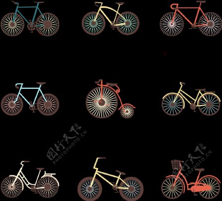 手绘各种单车插画免抠png透明图层素材