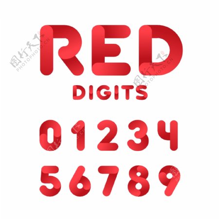 红色立体数字字体矢量素材下载