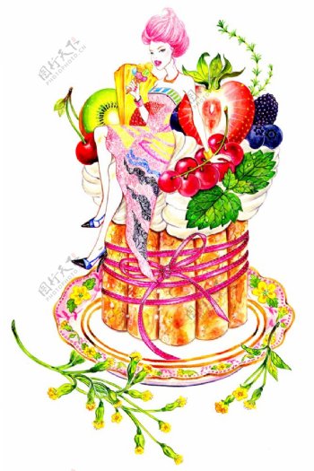 蛋糕花朵女装设计图