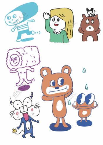 儿童插画六一儿童节素材卡通人物动物