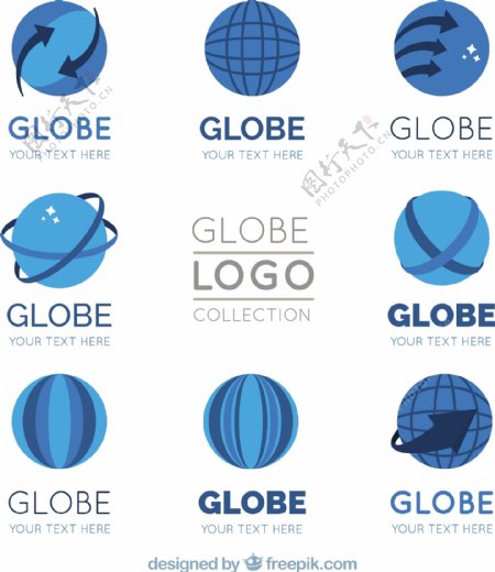 蓝色地球标志logo设计
