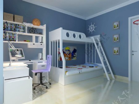 现代简约卧室儿童房模板下载