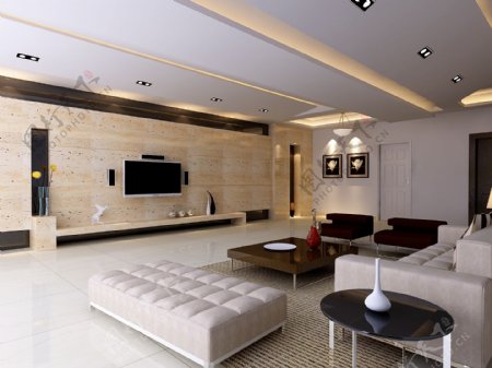 现代家装客厅模型3D模型电视机