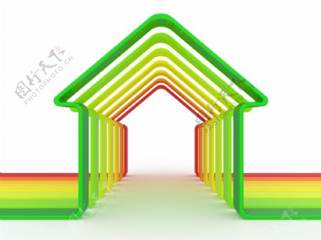 彩色立体房子框架图片