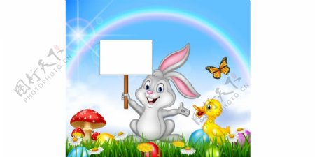 可爱复活节兔子矢量设计