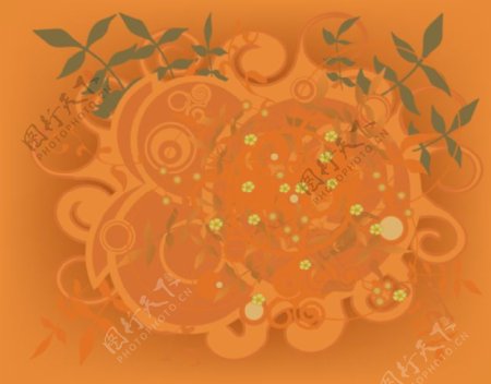 橙色装饰花纹图案