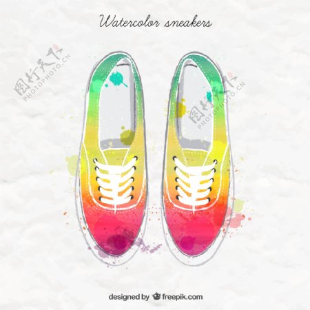 水彩绘运动鞋图片