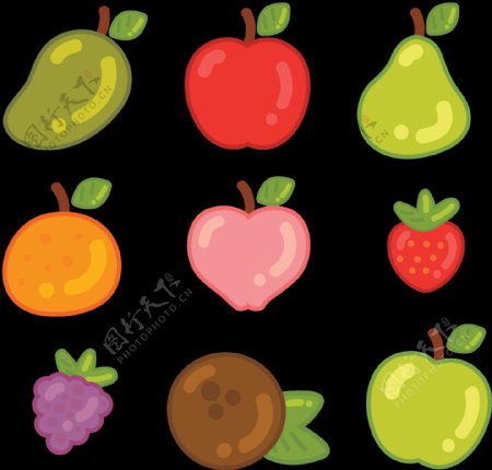 手绘可爱水果图标免抠png透明图层素材
