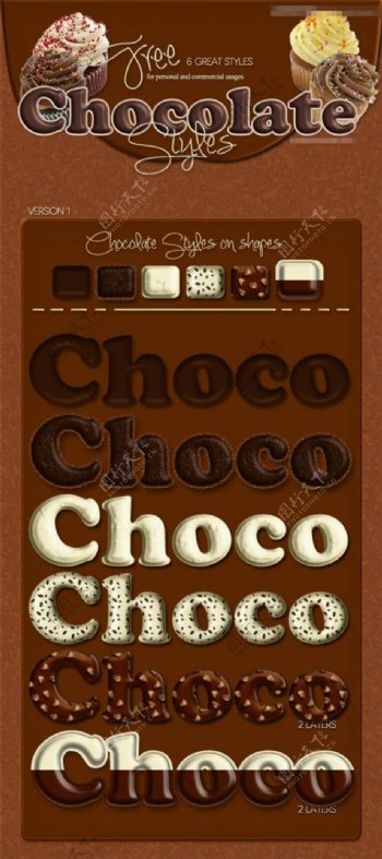 可爱的巧克力效果字体样式
