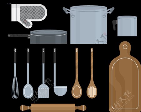 各种厨房用品厨具免抠png透明图层素材