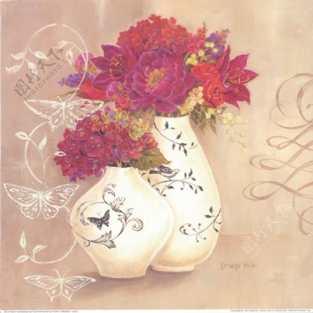 手绘花朵花瓶